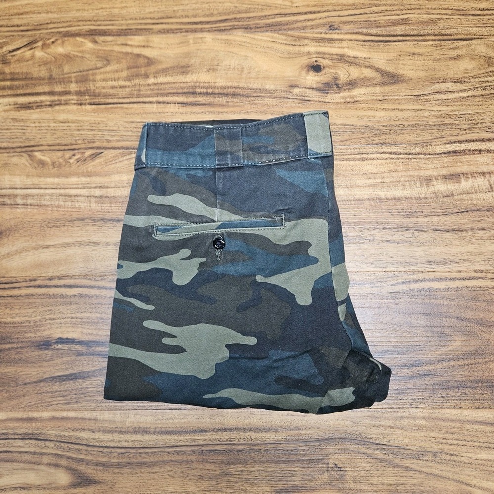 Dickies Mens Skinny Fit Straight Leg Camo Twill Work Pants Green 32x32 WP801HRC